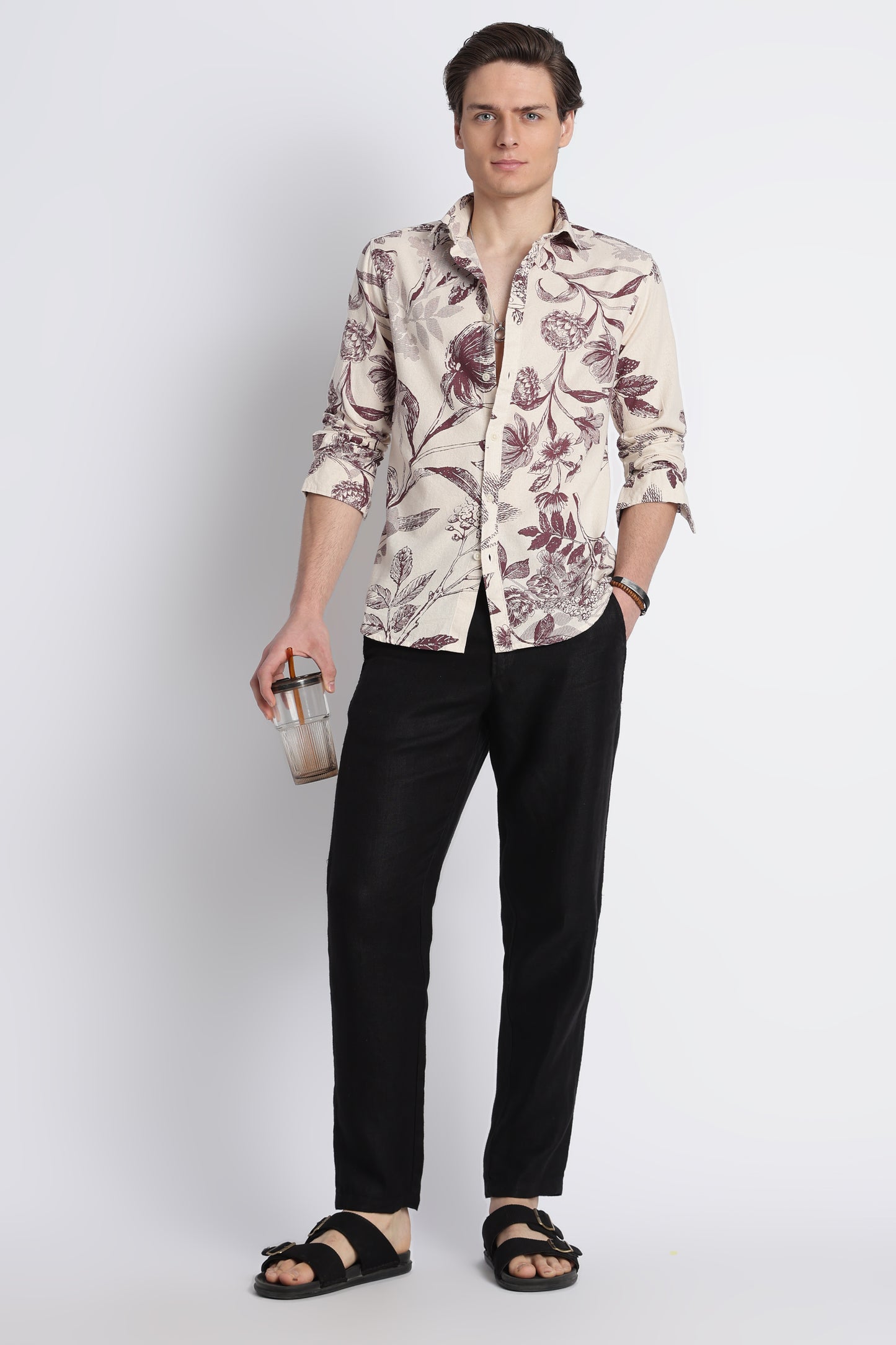 Abstract Block Print Casual Shirt Purple