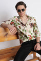 Abstract Block Print Casual Shirt Lt Brown