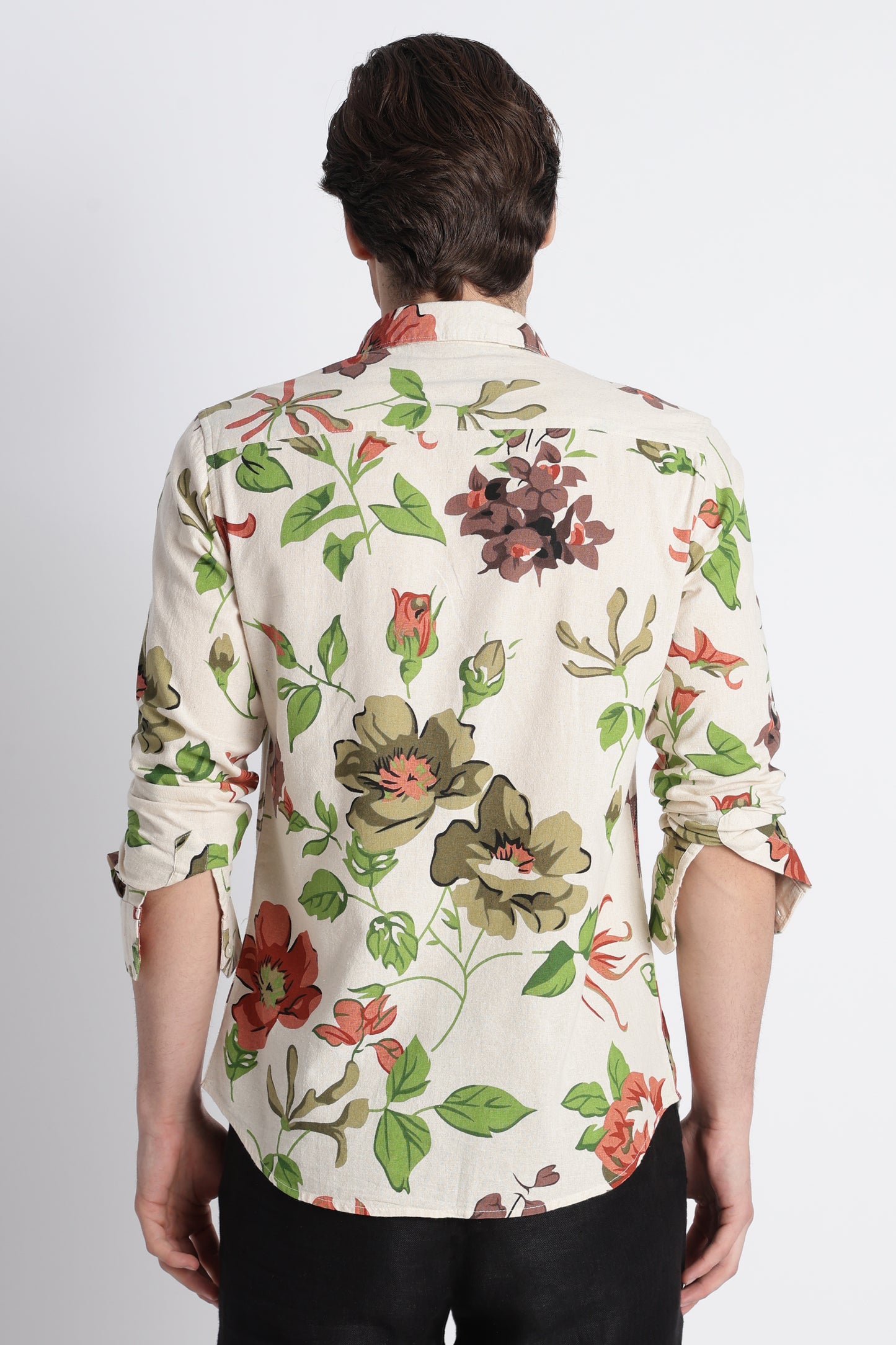 Abstract Block Print Casual Shirt Lt Brown