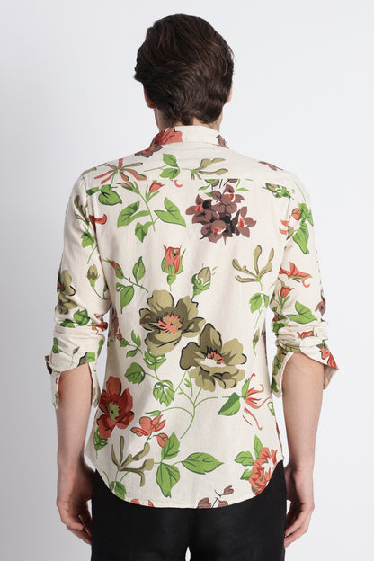 Abstract Block Print Casual Shirt Lt Brown