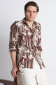 Abstract Block Print Casual Shirt Brown