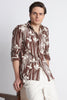 Abstract Block Print Casual Shirt Brown