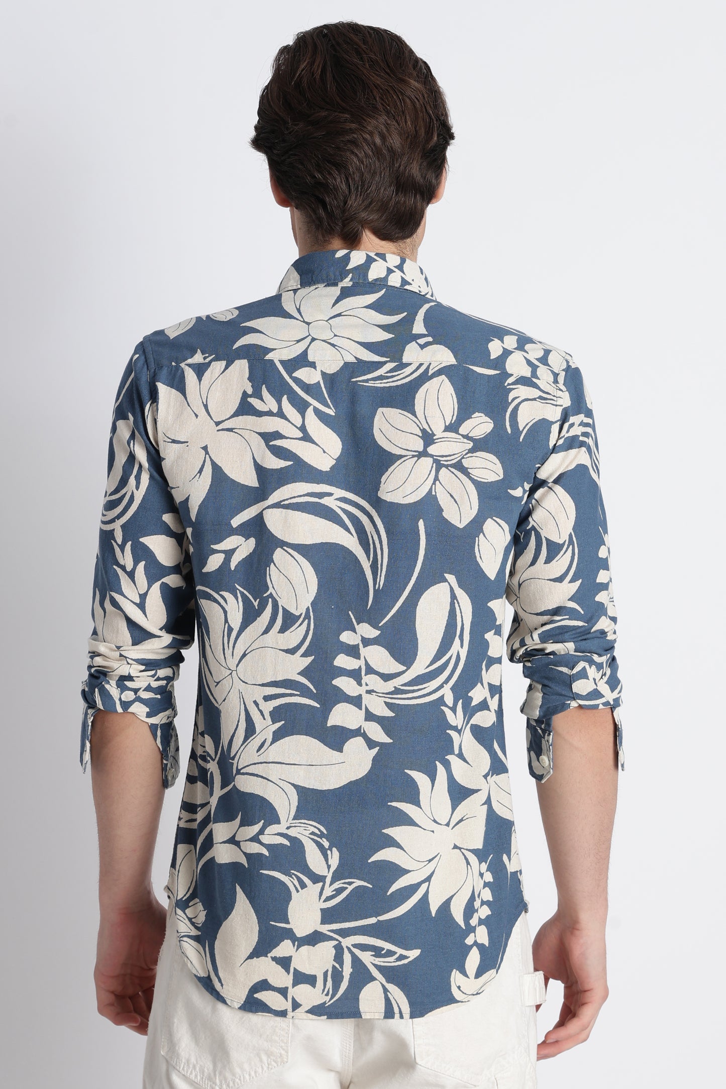 Abstract Block Print Casual Shirt Blue