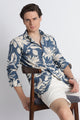 Abstract Block Print Casual Shirt Blue