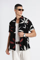 Stylish Floral Printed Rayon Shirt Black Brown