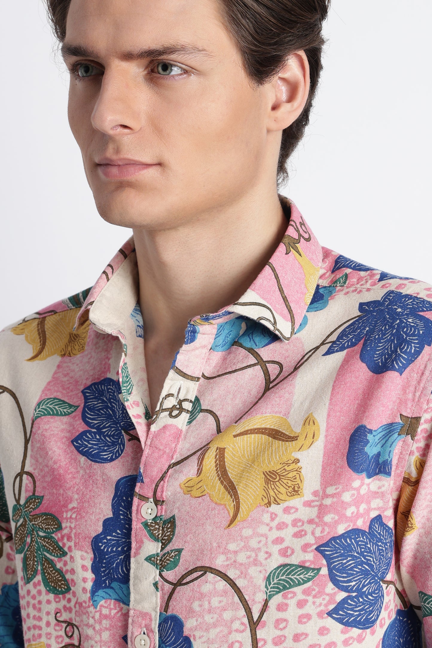 Abstract Block Print Casual Shirt Royal Blue