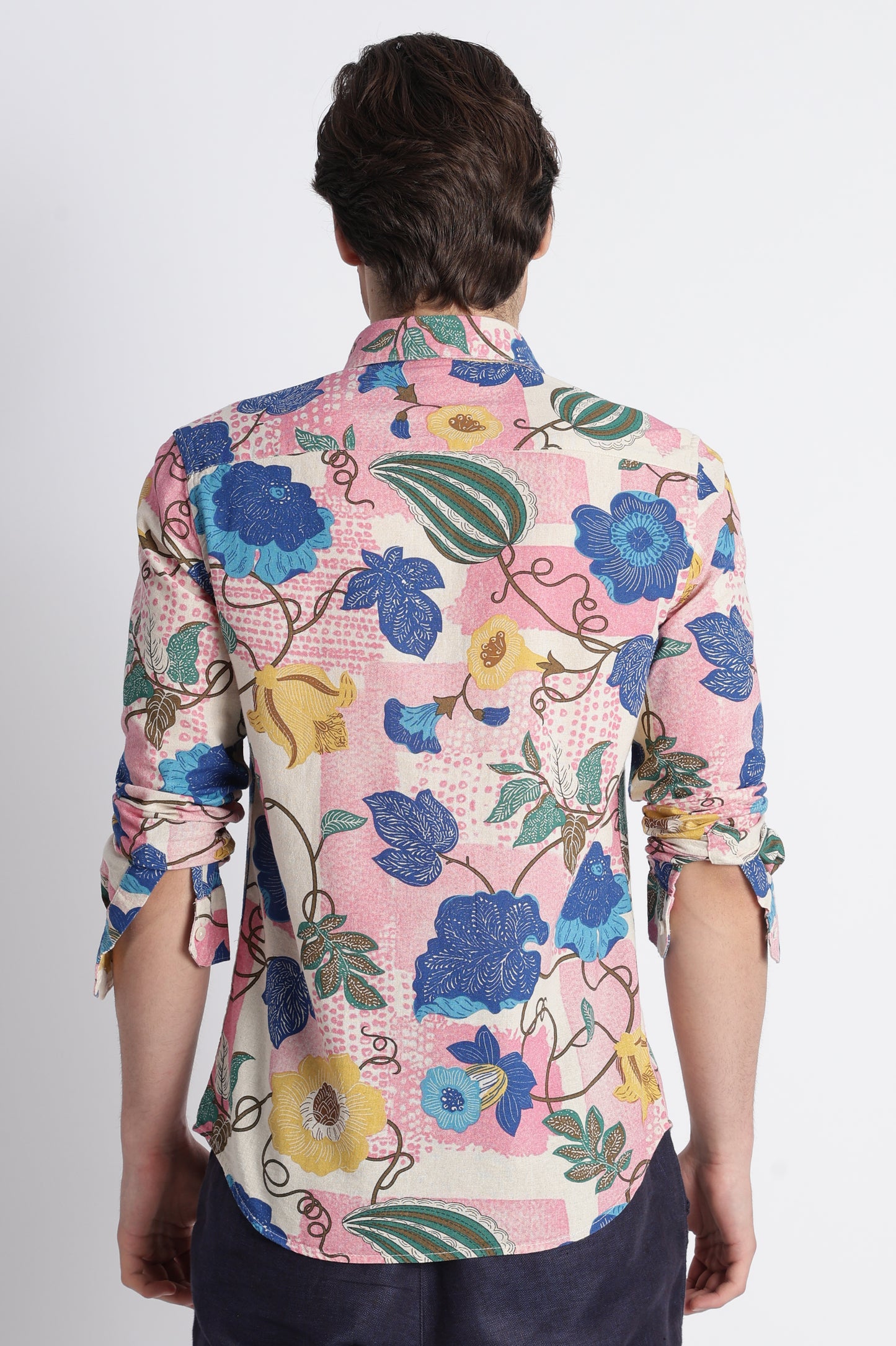 Abstract Block Print Casual Shirt Royal Blue