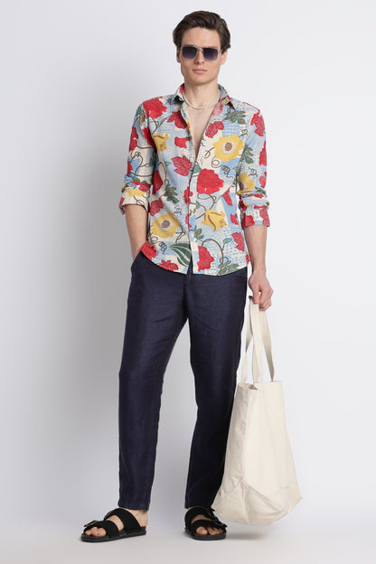 Abstract Block Print Casual Shirt Multi