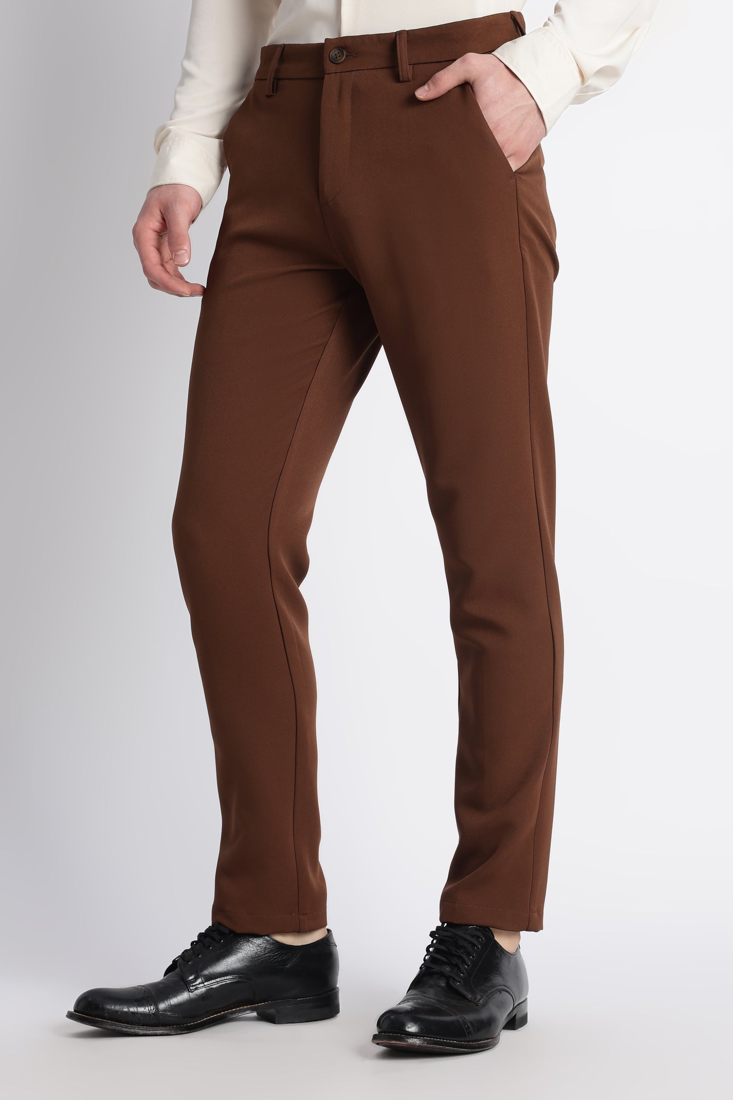 Modern Casual Trousers Brown