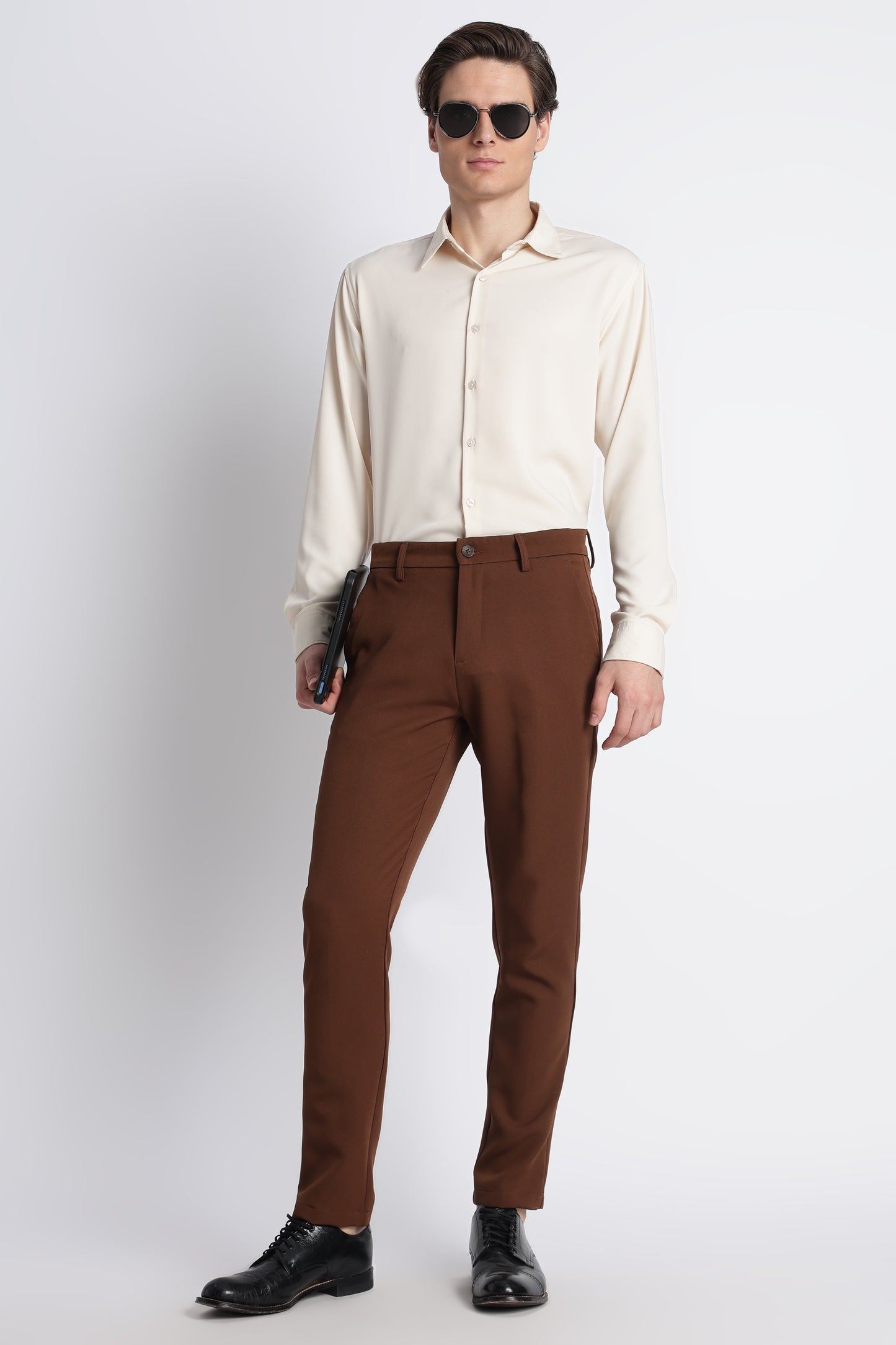 Modern Casual Trousers Brown