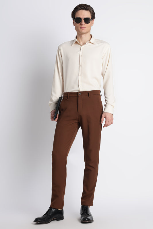 Modern Casual Trousers Brown