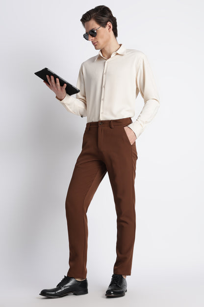 Modern Casual Trousers Brown