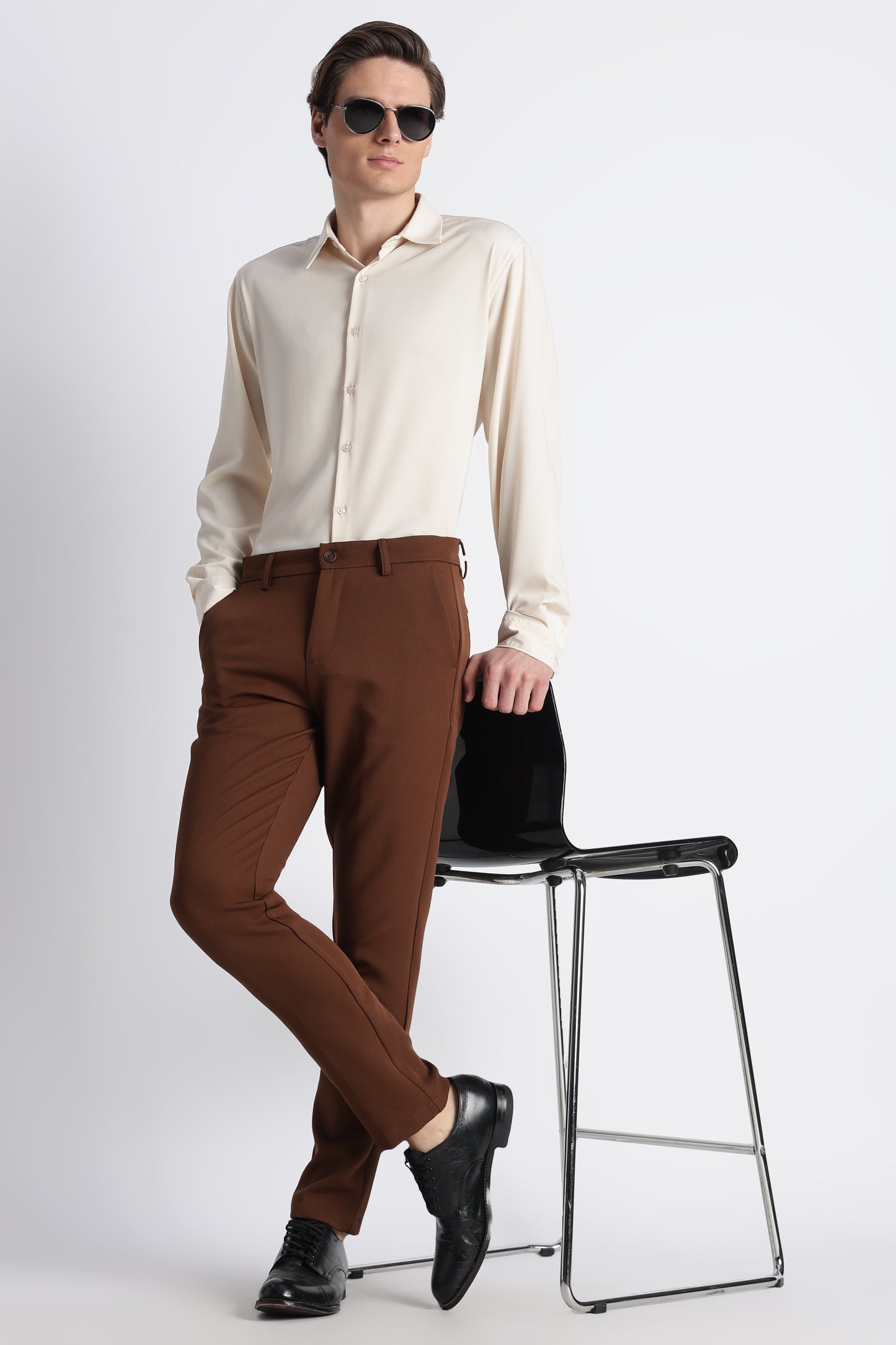 Modern Casual Trousers Brown