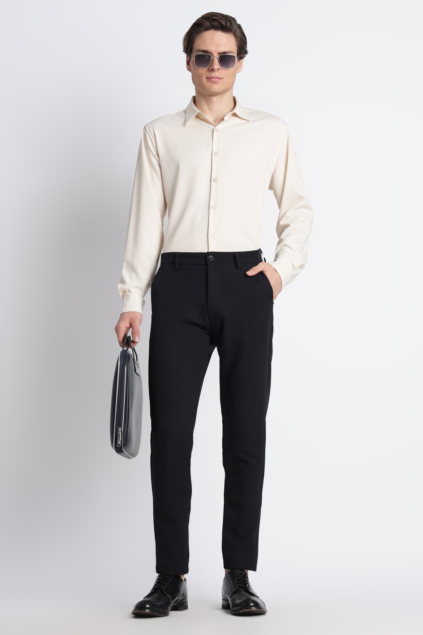 Modern Casual Trousers Navy