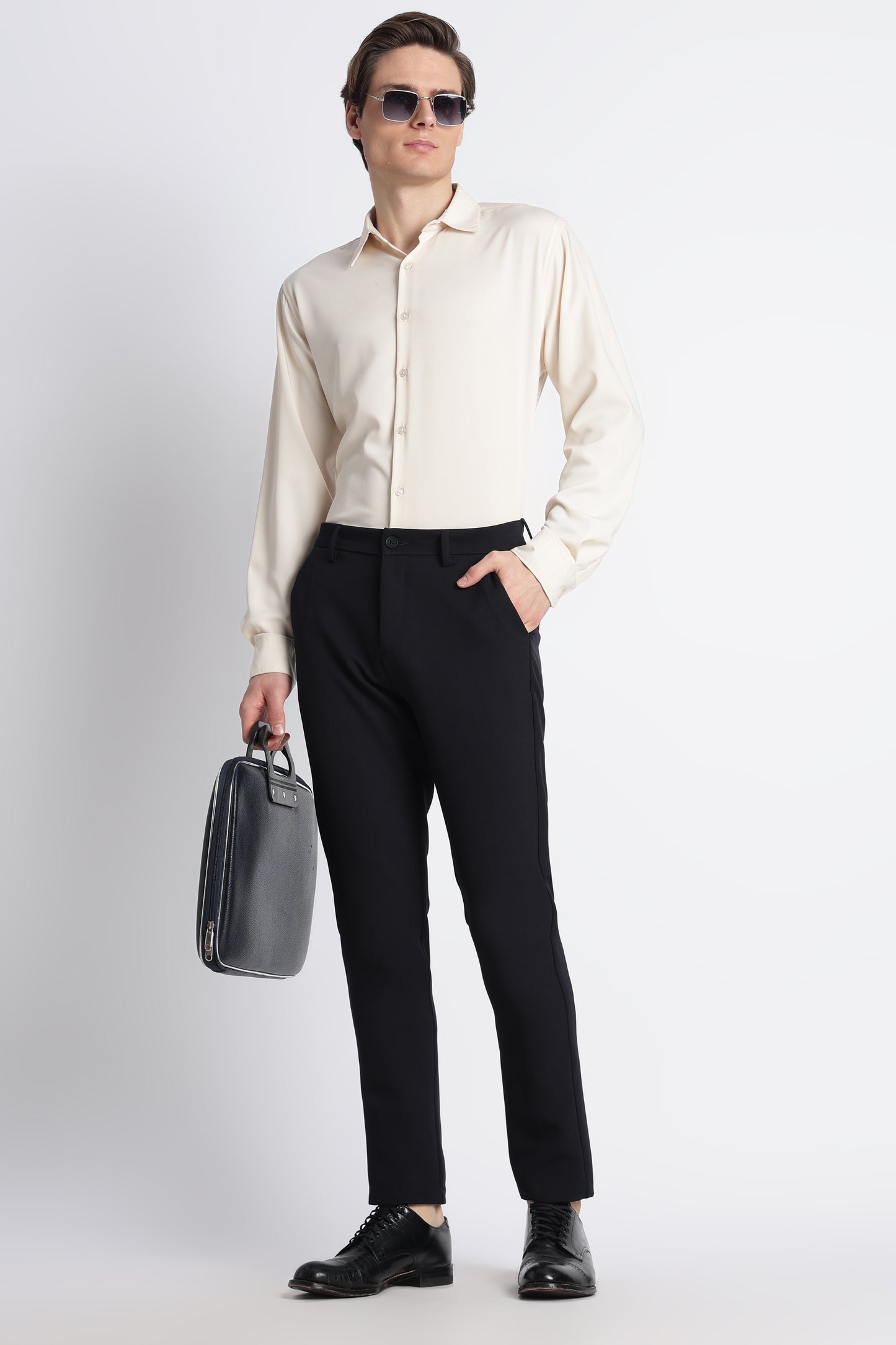 Modern Casual Trousers Navy