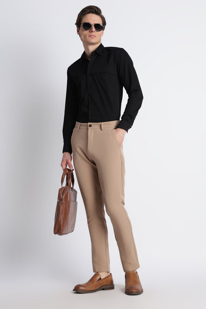 Modern Casual Trousers Beige