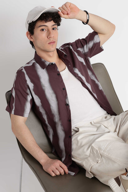 Stylish Floral Printed Rayon Shirt Purple