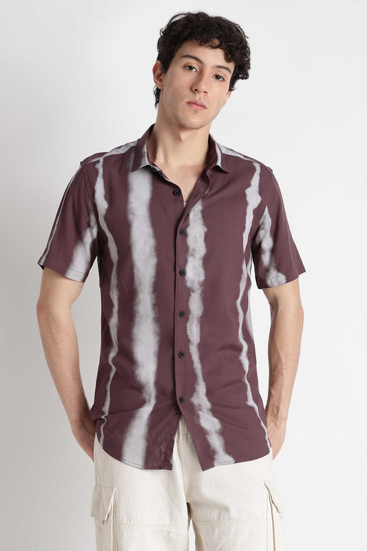 Stylish Floral Printed Rayon Shirt Purple