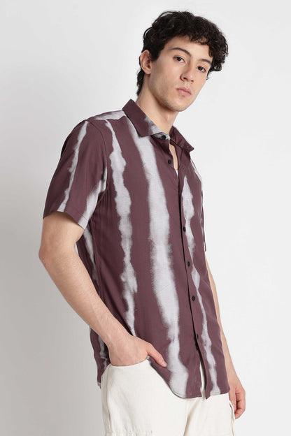 Stylish Floral Printed Rayon Shirt Purple