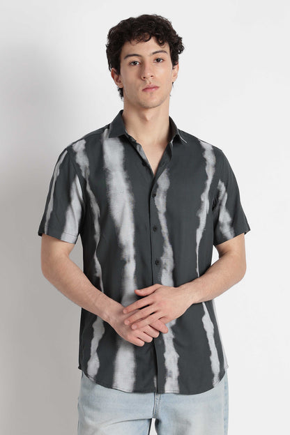 Stylish Floral Printed Rayon Shirt Green