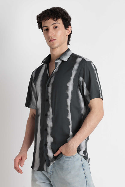 Stylish Floral Printed Rayon Shirt Green