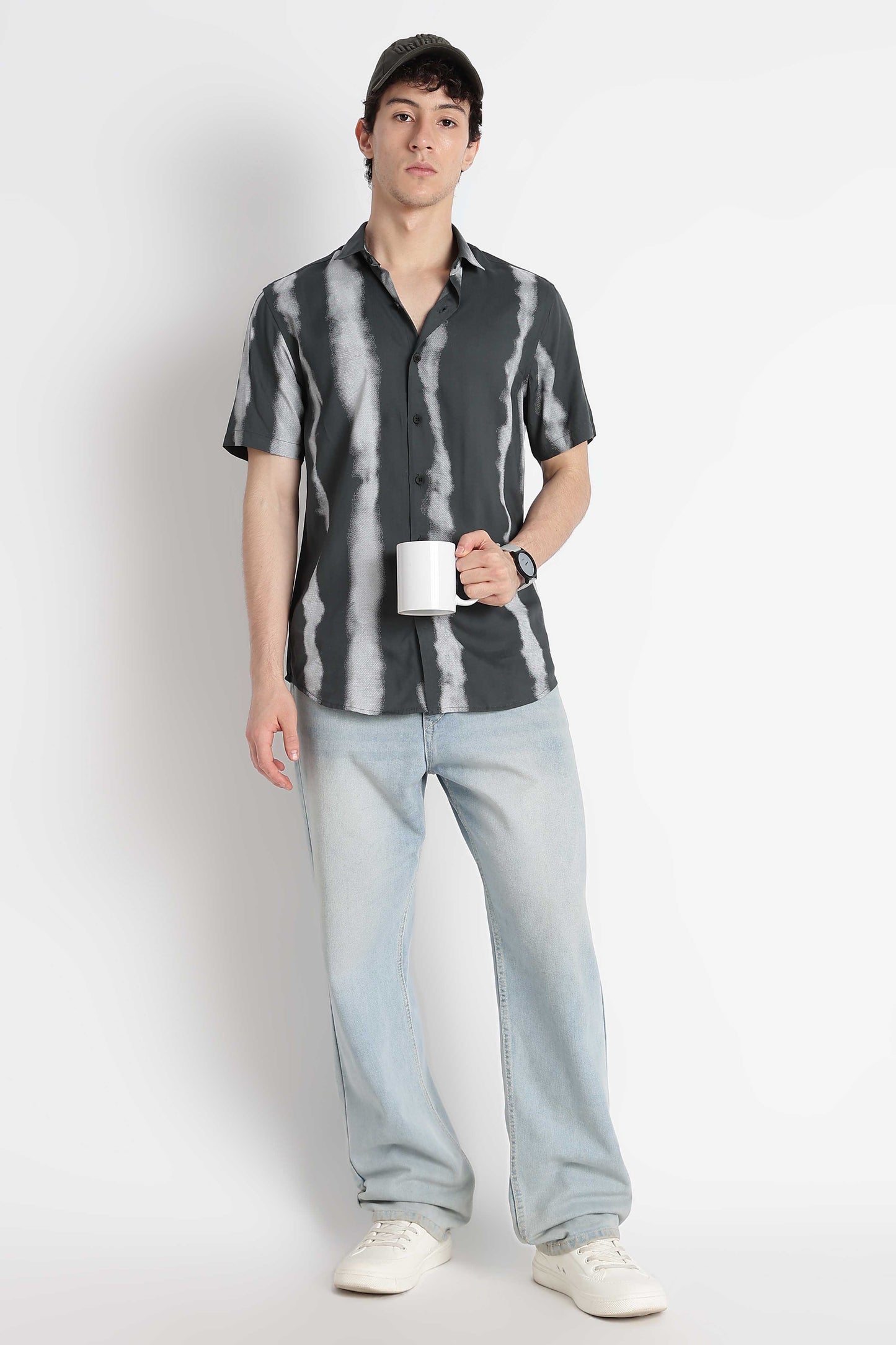 Stylish Floral Printed Rayon Shirt Green