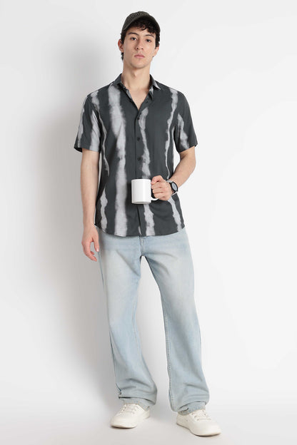 Stylish Floral Printed Rayon Shirt Green
