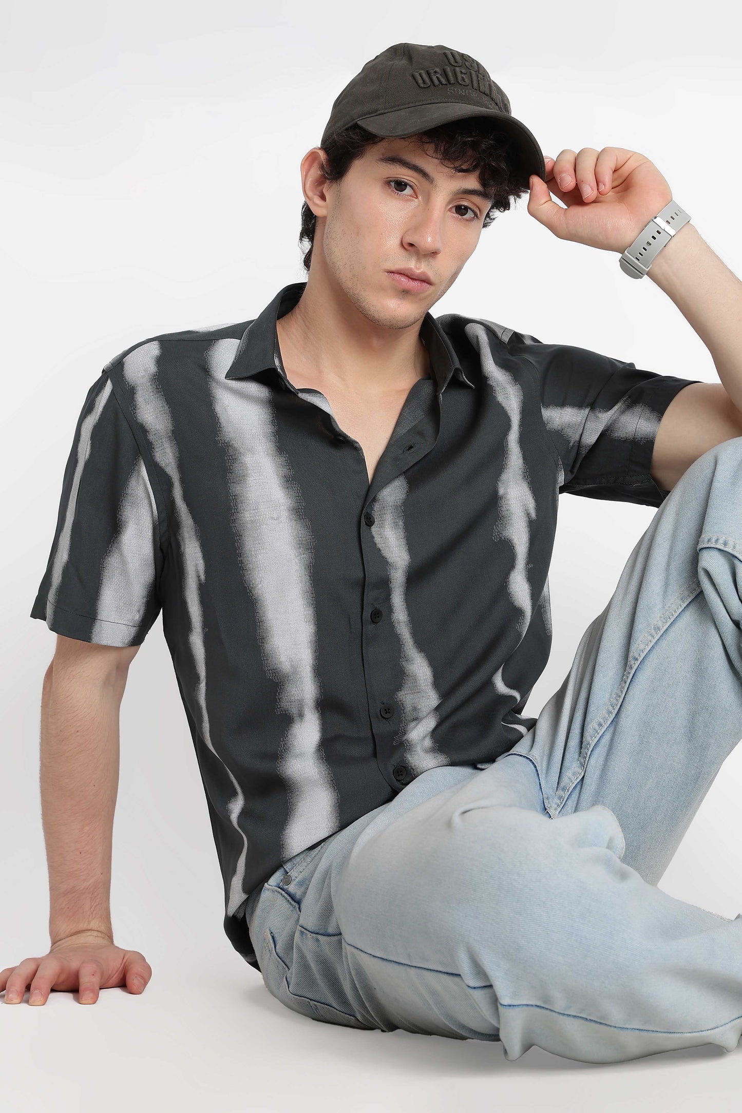 Stylish Floral Printed Rayon Shirt Green