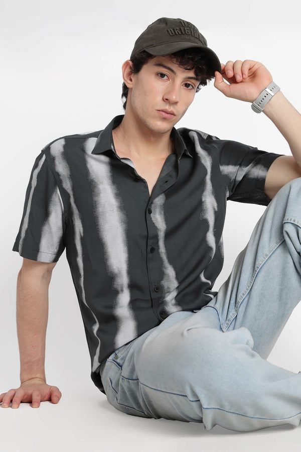 Stylish Floral Printed Rayon Shirt Green