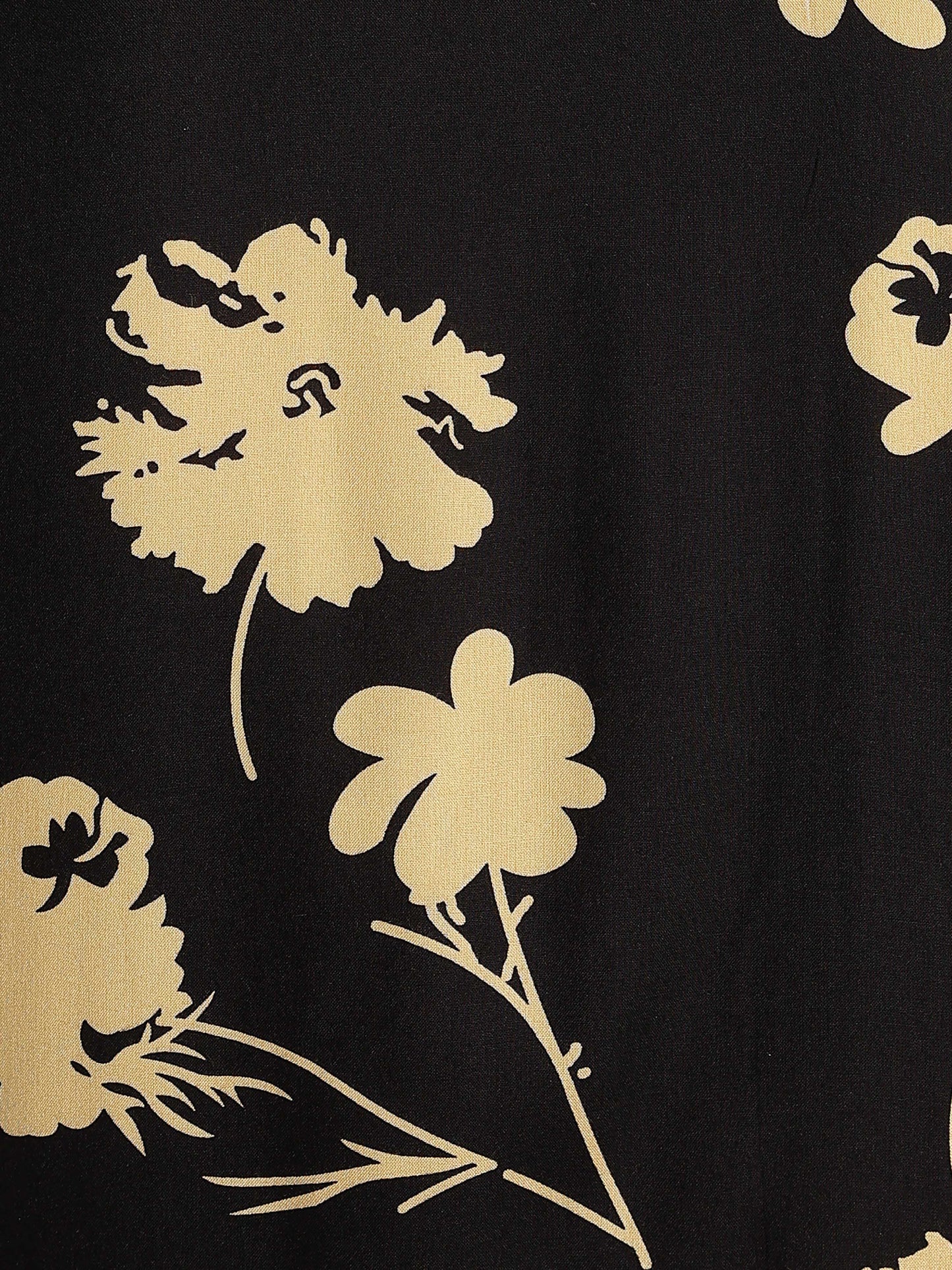 Stylish Floral Printed Rayon Shirt Black Yellow