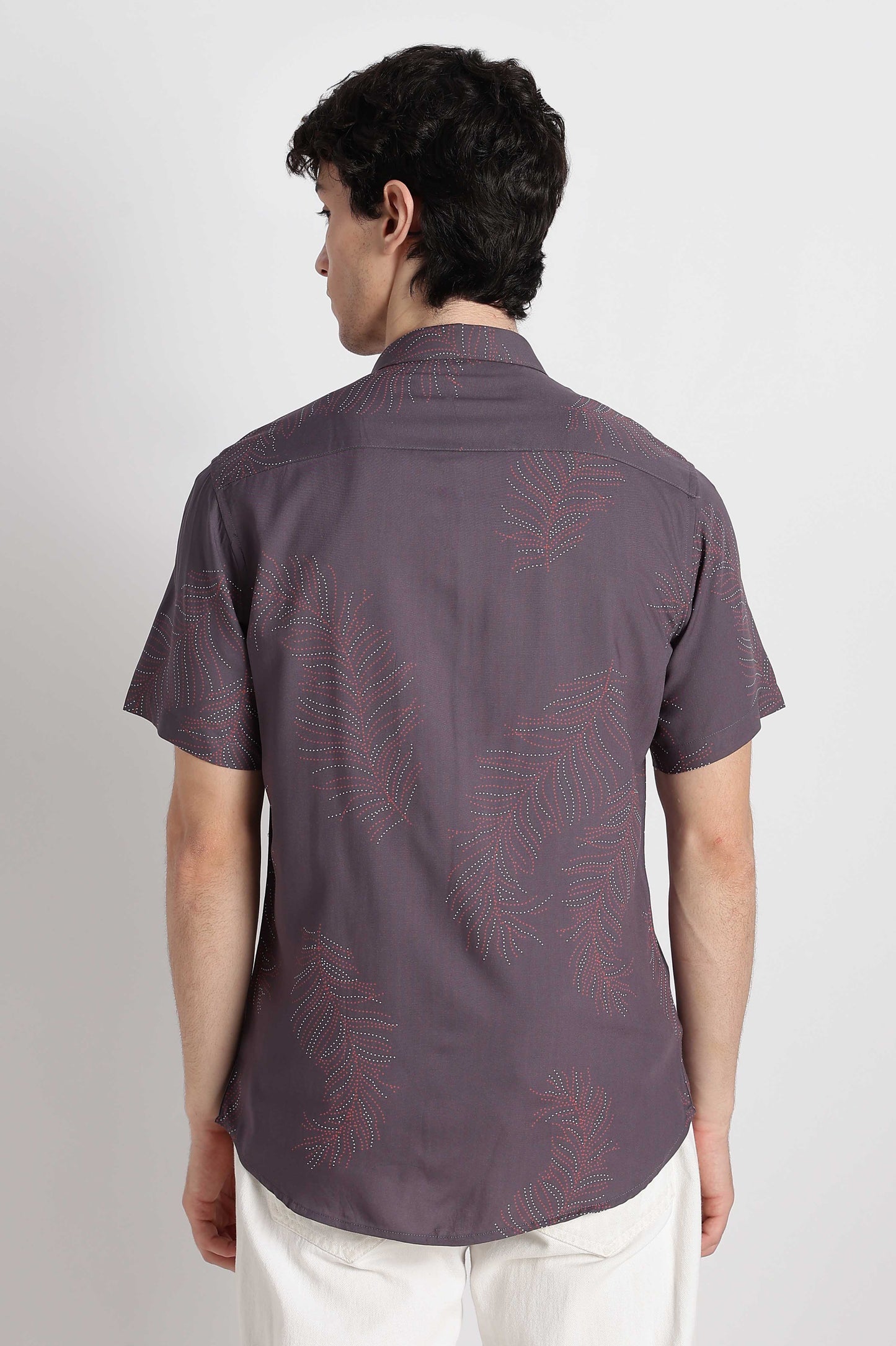 Stylish Floral Printed Rayon Shirt Grey