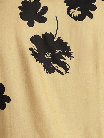 Stylish Floral Printed Rayon Shirt Yellow