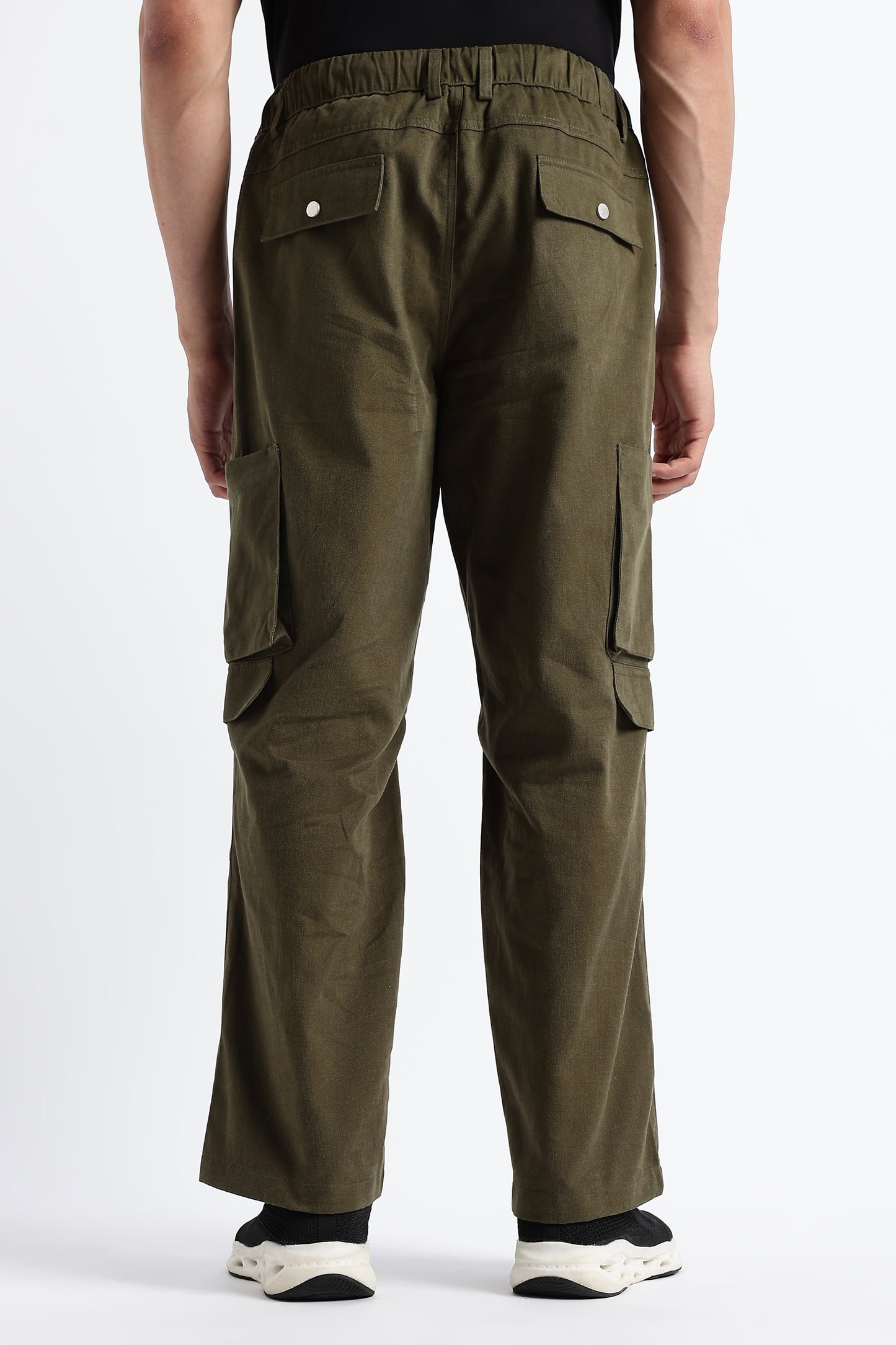 Drawstring Cargo Trousers Military Green