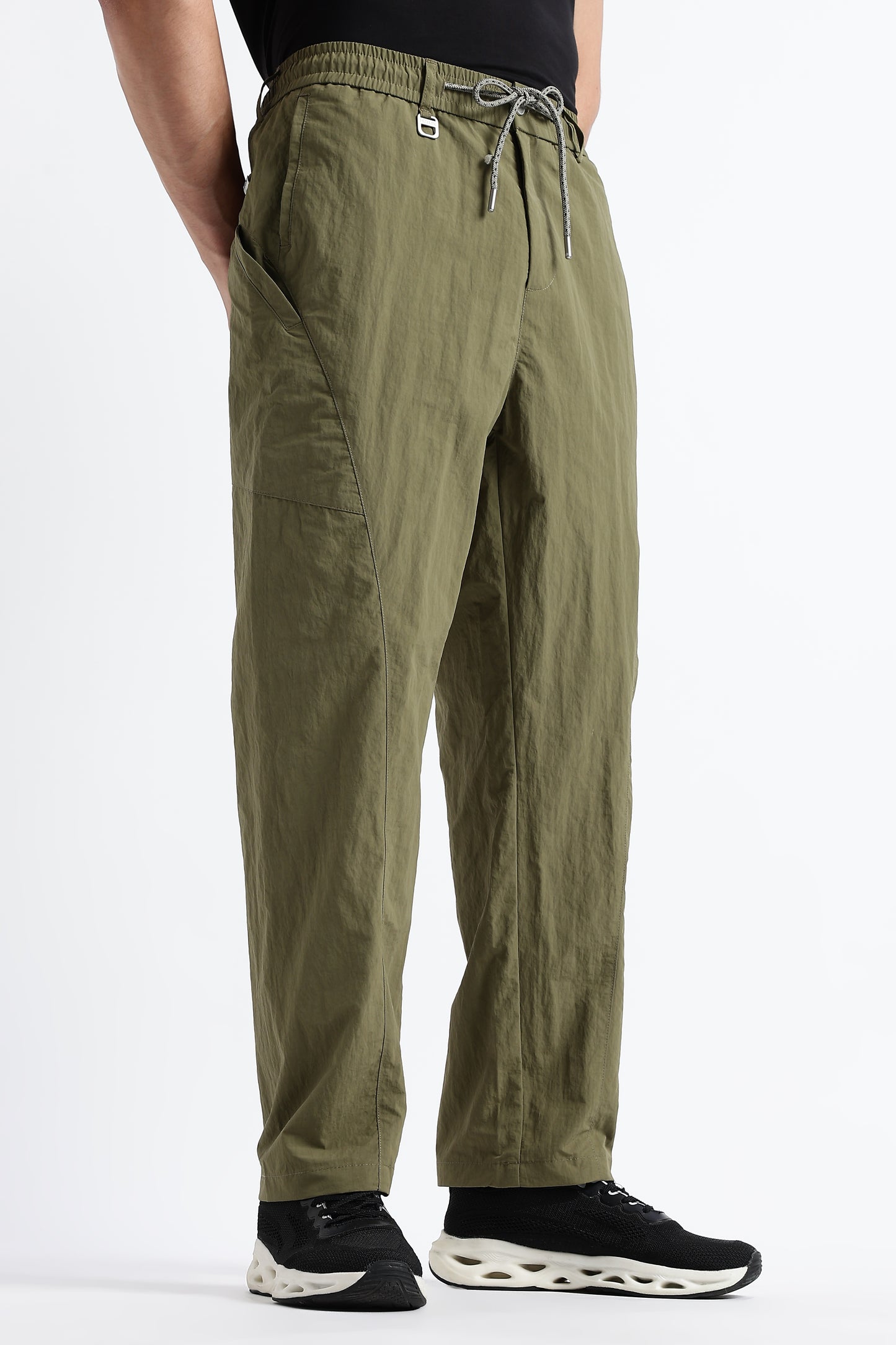Streetwear Utility Drawcord Bottoms Green