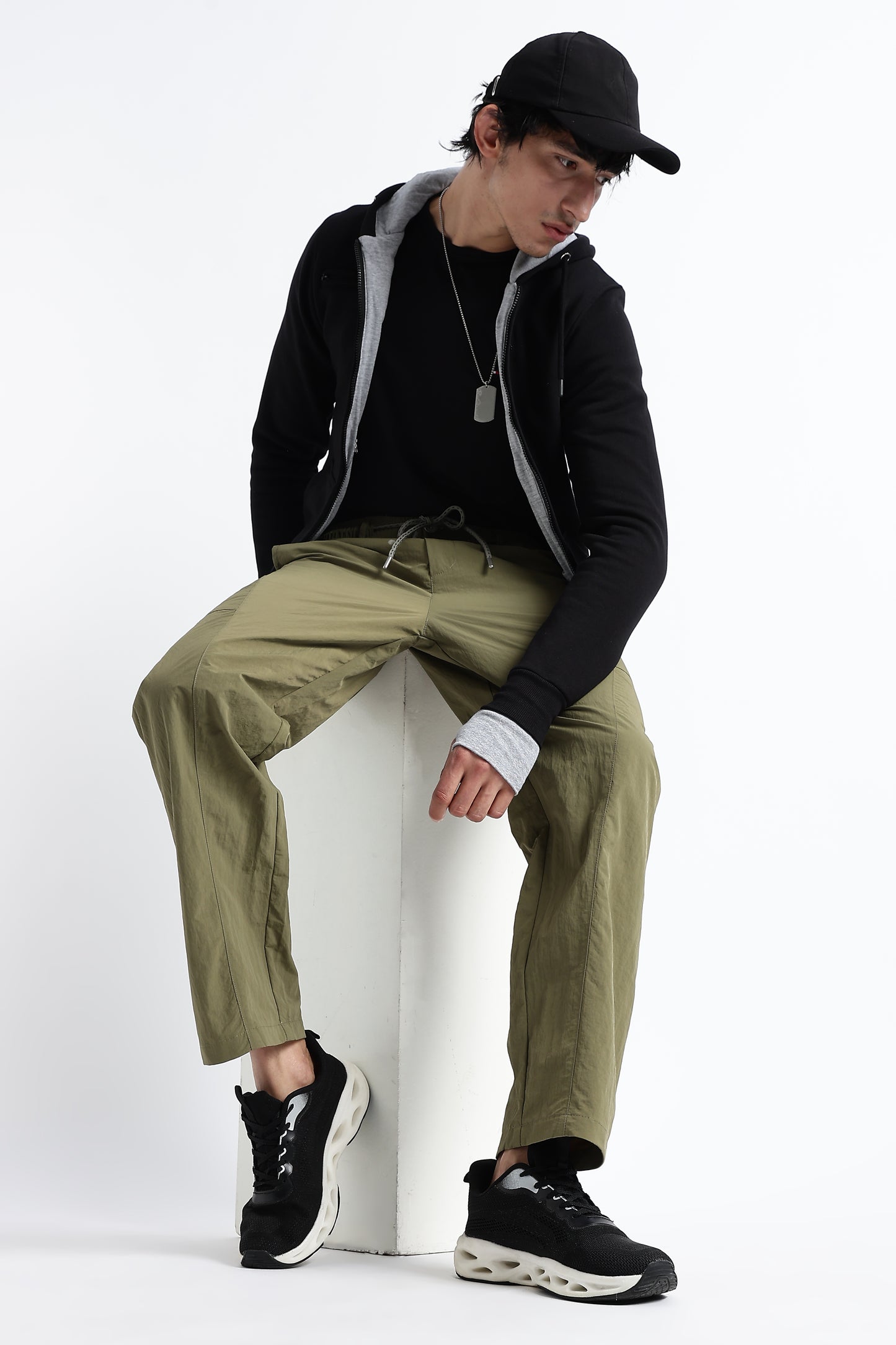 Streetwear Utility Drawcord Bottoms Green