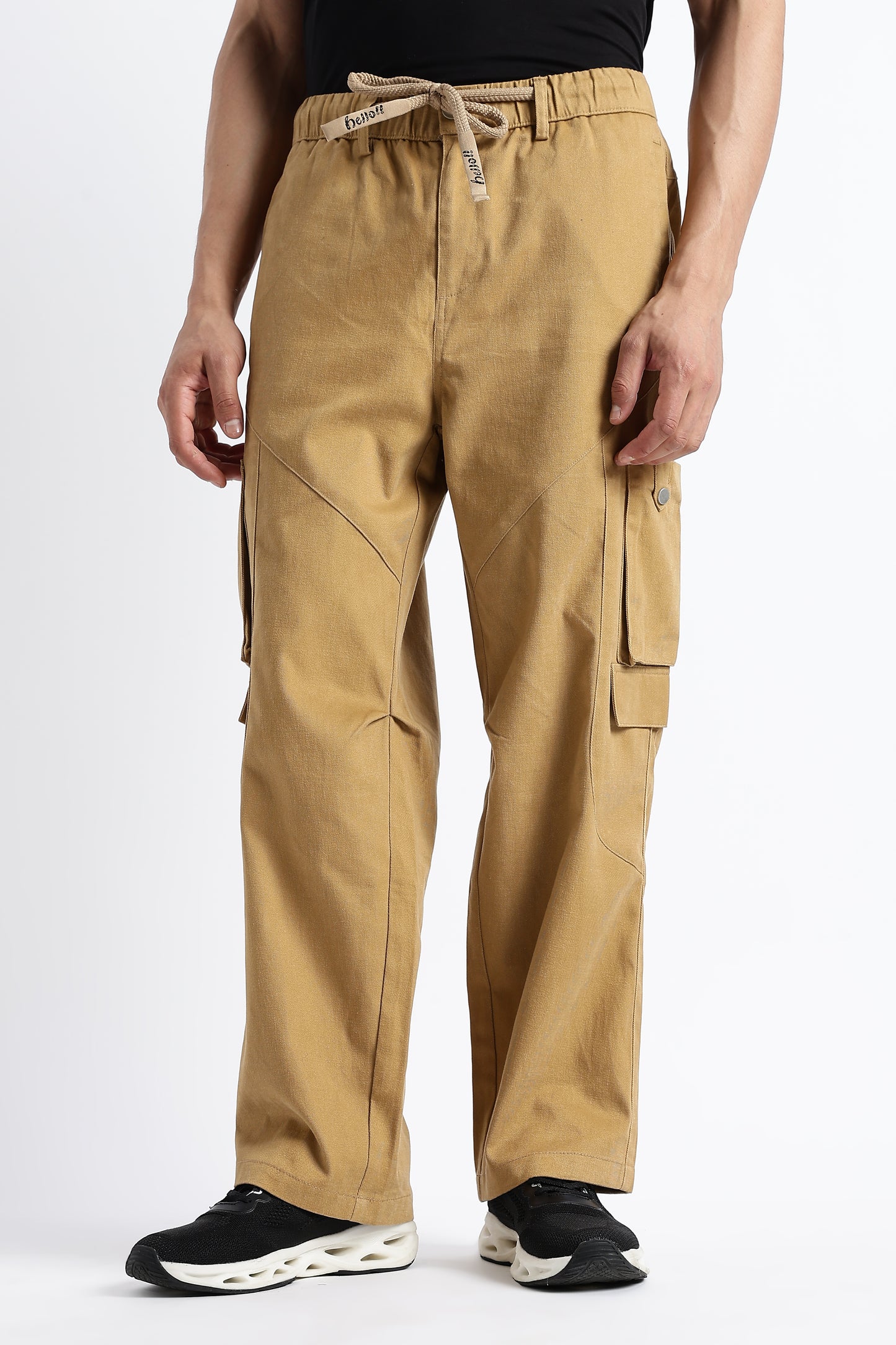 Brown Drawstring Cargo Trousers