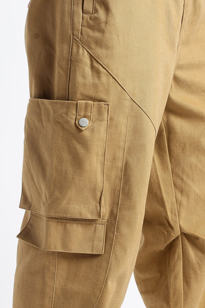 Brown Drawstring Cargo Trousers