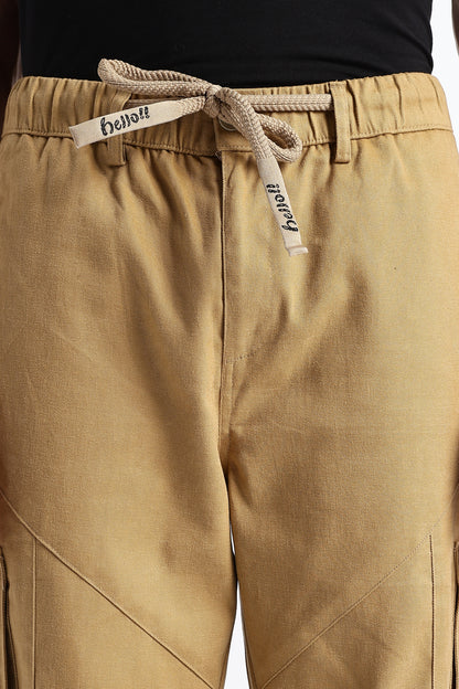Brown Drawstring Cargo Trousers