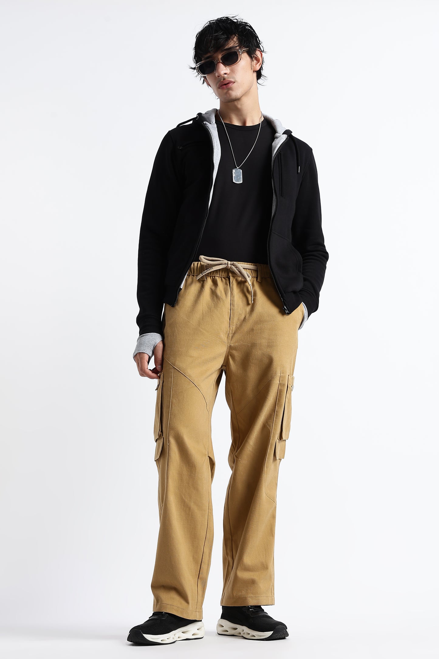 Brown Drawstring Cargo Trousers