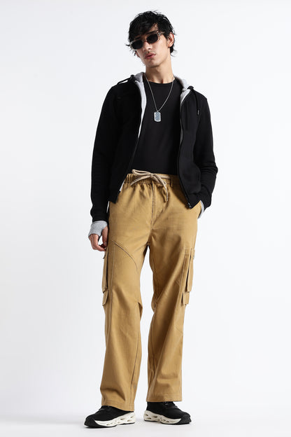 Brown Drawstring Cargo Trousers