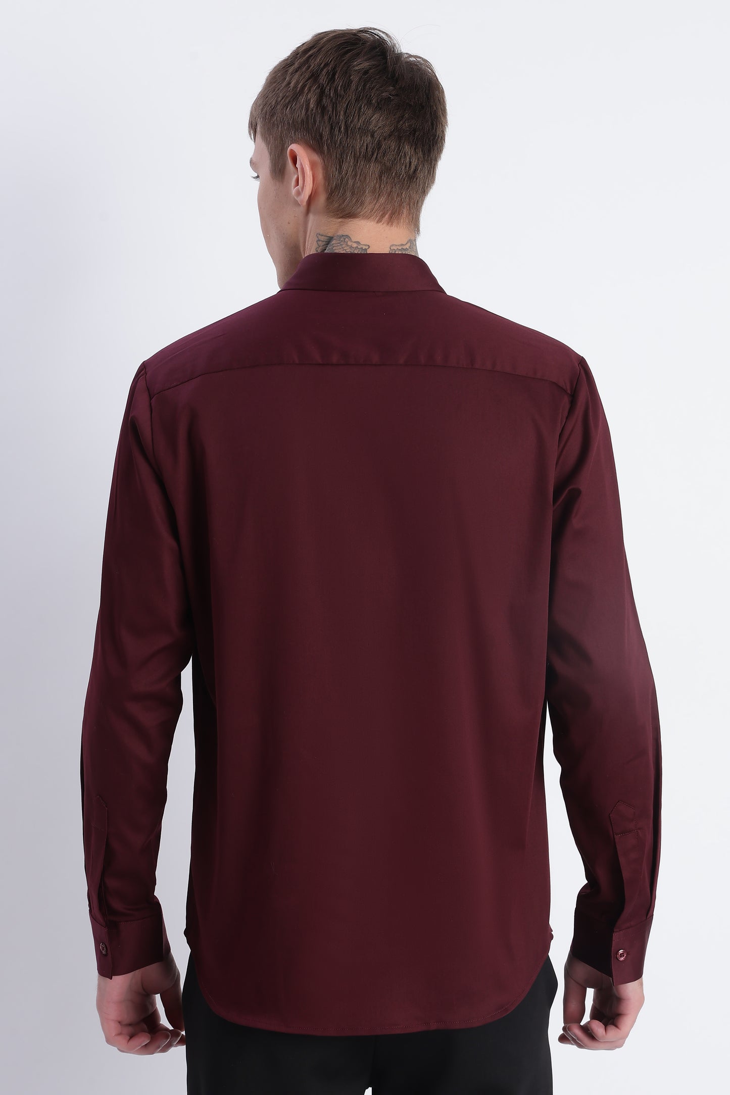 Refined Satin Finish Slim Fit Shirt Maroon