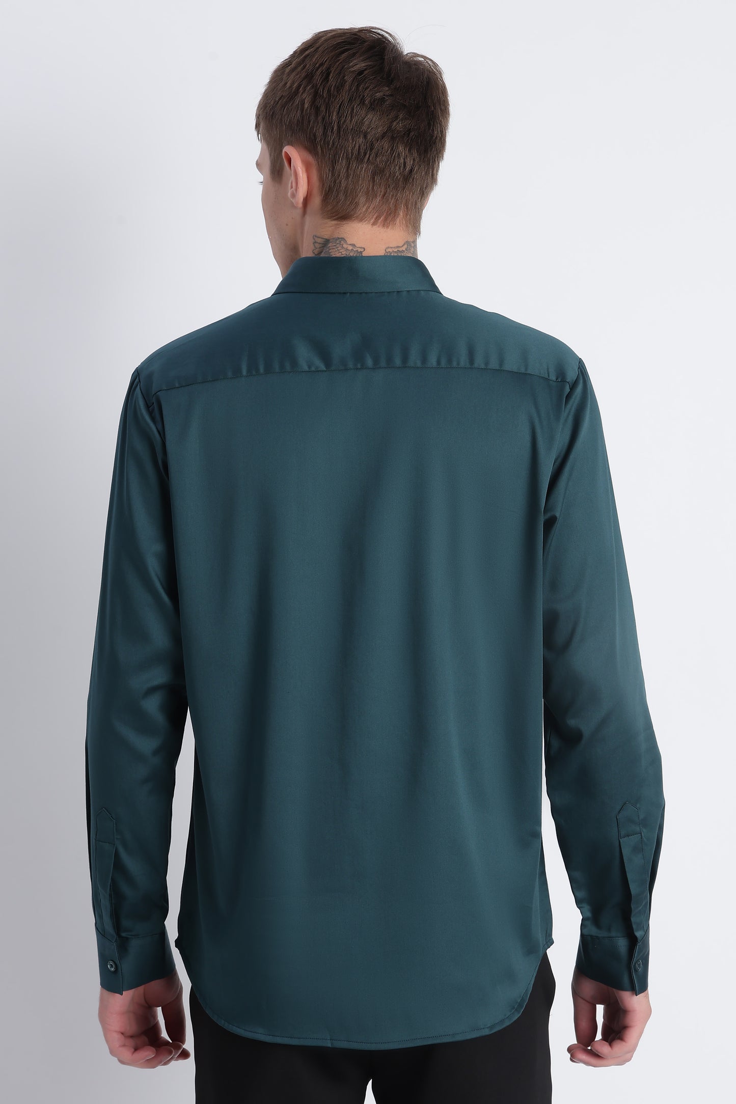 Refined Satin Finish Slim Fit Shirt Green