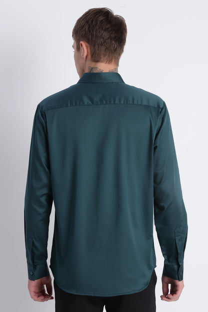 Refined Satin Finish Slim Fit Shirt Green