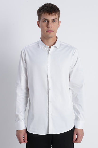 Refined Satin Finish Slim Fit Shirt White