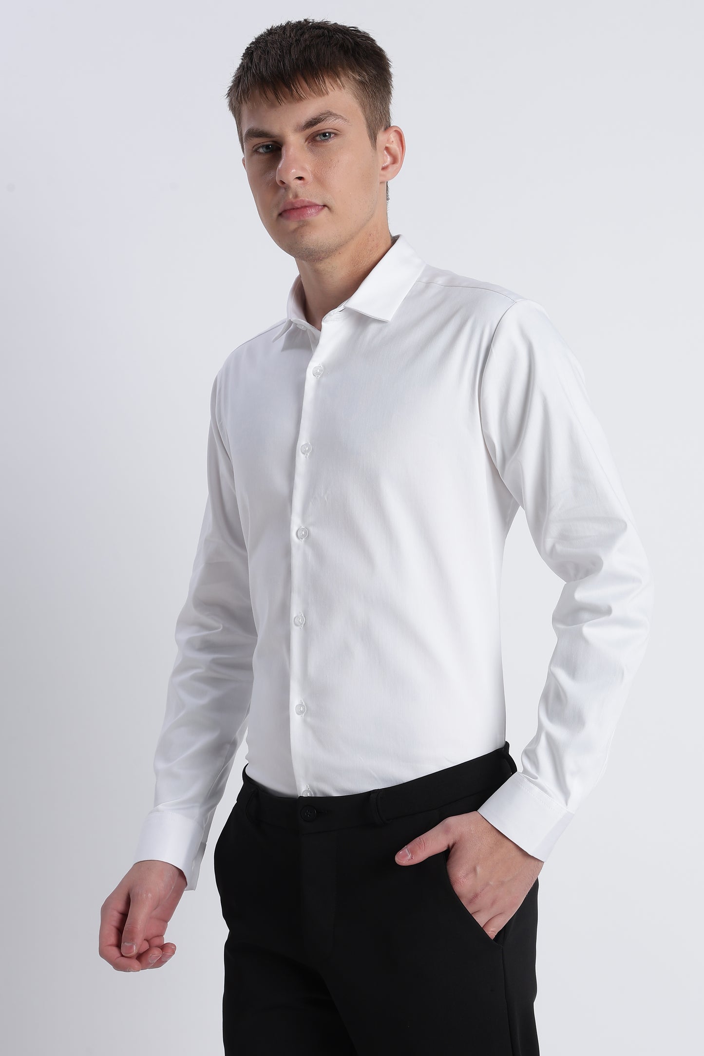 Refined Satin Finish Slim Fit Shirt White