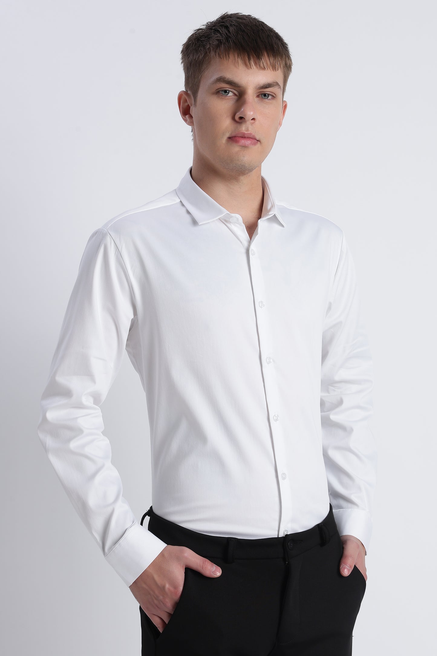 Refined Satin Finish Slim Fit Shirt White