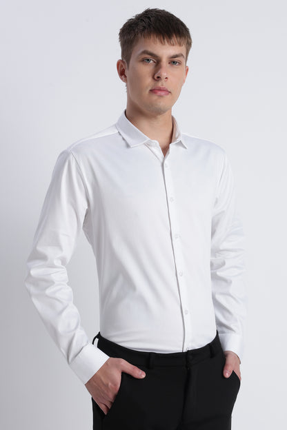 Refined Satin Finish Slim Fit Shirt White