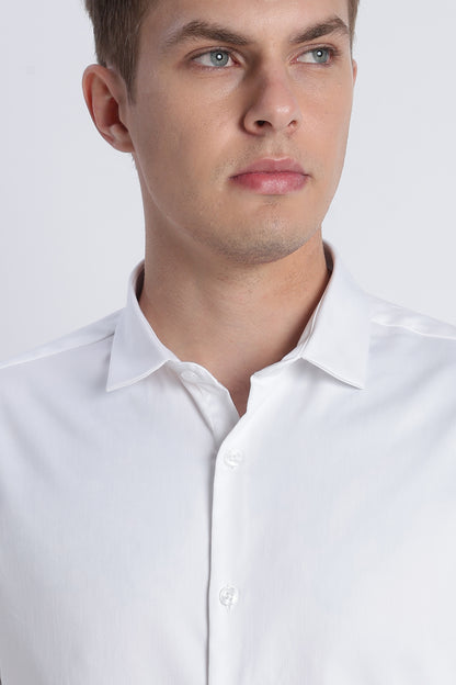 Refined Satin Finish Slim Fit Shirt White