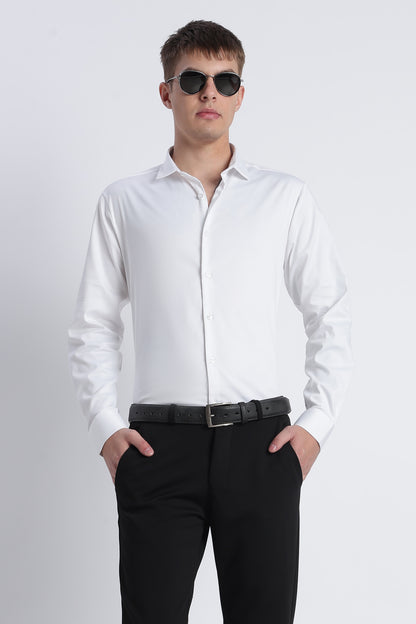 Refined Satin Finish Slim Fit Shirt White