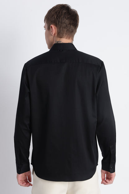 Refined Satin Finish Slim Fit Shirt Black